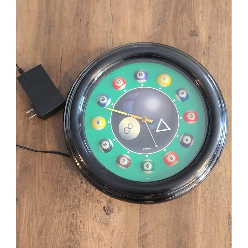 Vintage Billiards Pool Ball Neon Wall Clock LED Light Game Room Decor 12